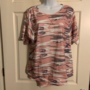 Women Short Sleeve Side Split Casual Tunic Top size M